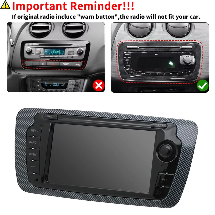 AKAMATE 2-Din Autoradio für Seat Ibiza 2009–2013 mit CarPlay, Android Auto, GPS, Bluetooth und WIFI in Schwarz - Bild 2