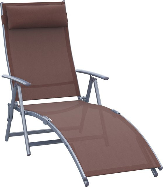Outsunny Sonnenliege klappbar aus Metall und Textilene mit Kissen, Braun, B x H x T: 137 x 100,5 x 63,5 cm - Bild 1