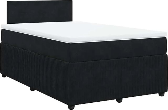 vidaXL Boxspringbett mit Matratze in Schwarz aus Samt, Hybrid-Design mit Taschenfederkern, B/T: 120 x 190 cm - Bild 1