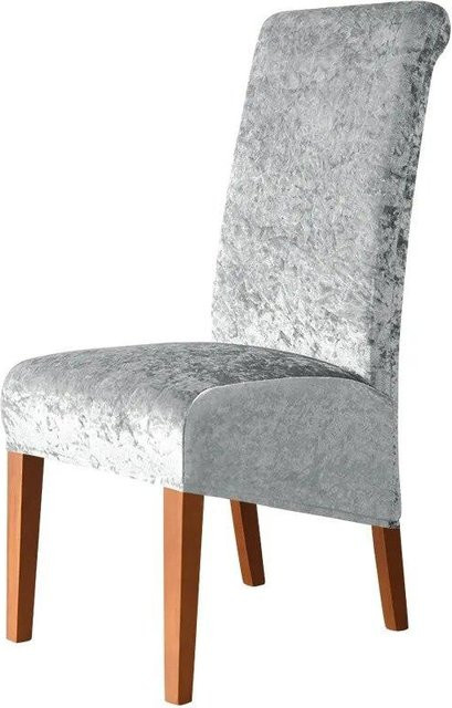 Stuhlhusse mit hoher Rückenlehne in XL-Größe aus goldenem Diamant-Samt und Stretch-Spandex für Esszimmer und Bankette - Bild 1