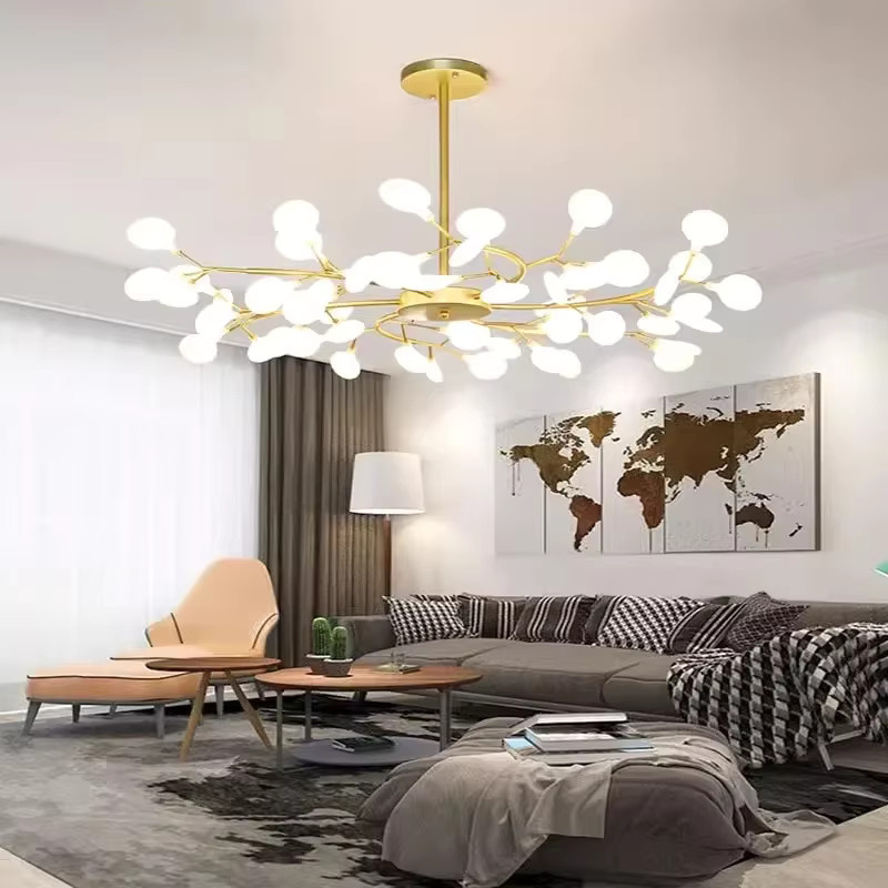 VIGOUS LED Deckenleuchte im Nordic Design als moderner Kronleuchter mit Zweig-Anhänger für dein Wohnzimmer in Gold/Messing oder Schwarz - Bild 2