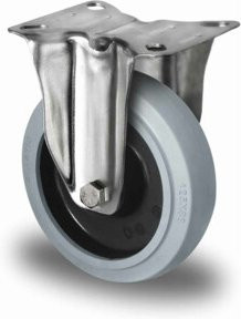 CASCOO Bockrolle Serie R4E2 mit Kugellager aus Edelstahl, Durchmesser: 125 mm, Schwarz/Grau - Bild 1