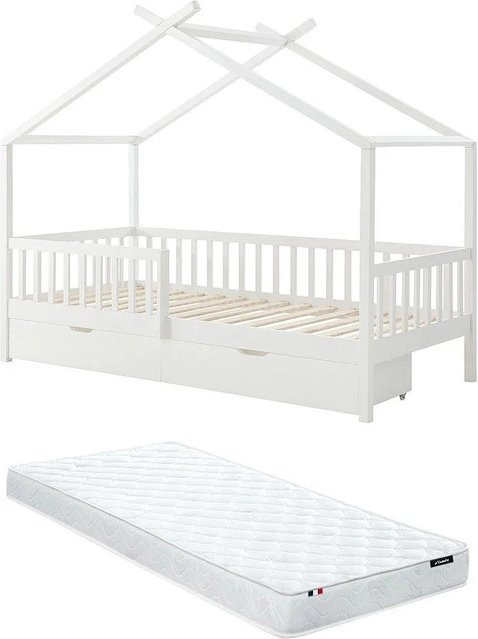 Vente-unique Kiralio Hüttenbett für Kinder aus Kiefer und MDF in Weiß - Bild 1