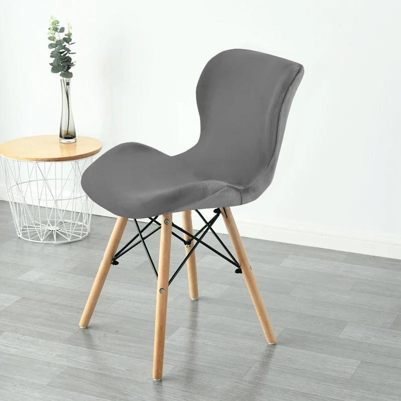Yiran Furniture Schmetterlingsstuhlbezug aus Samt in Grau, dehnbarer und waschbarer Sitzbezug für Esszimmerstühle und Akzentstühle - Bild 2