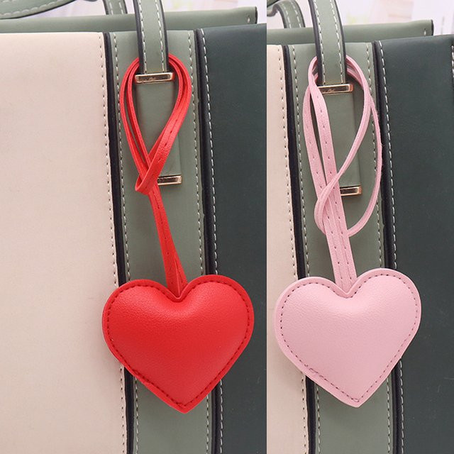 FIMAODZ Schlüsselanhänger Leder, Pfirsich-Herz, rosa, rot, Damen - Bild 1