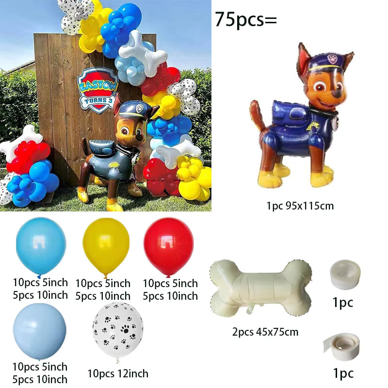 Paw Patrol Ballon Girlande Set mit 75 Teilen für Kindergeburtstage, Mehrfarbiges Party Dekorations-Kit mit Ryder, Chase, Skye und Everest Figuren - Bild 2
