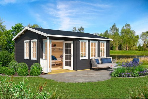 Lasita Blockbohlenhaus Sri Lanka Gartenhaus mit Satteldach in Grau, B/H/T: 600 x 285 x 321,8 cm - Bild 1