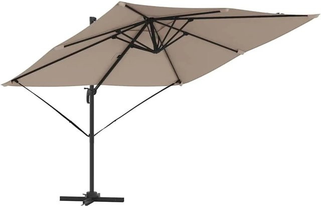 vidaXL Roma Schirmschirm mit Standfuß in Taupe, B/T/H: 286 x 284 x 265 cm, aus Aluminium und Polyester - Bild 1