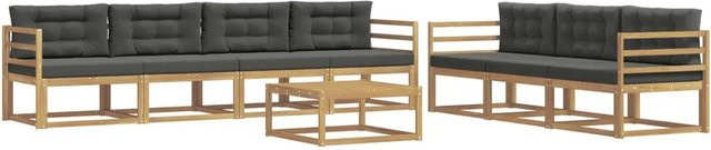 vidaXL Outdoor-Sofagarnitur aus Akazienholz mit Tisch und Kissen, Anthrazit-Weiß - Bild 1