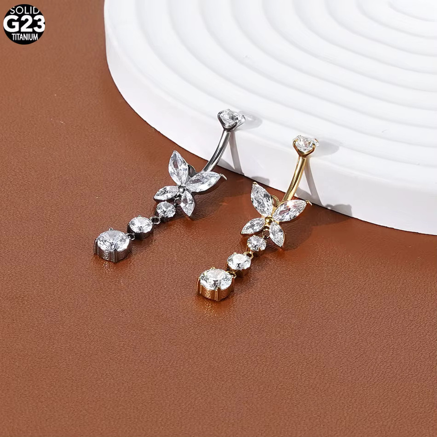 SWANJO Nabelring Titan, Schmetterling, Zirkon, Unisex - Bild 3