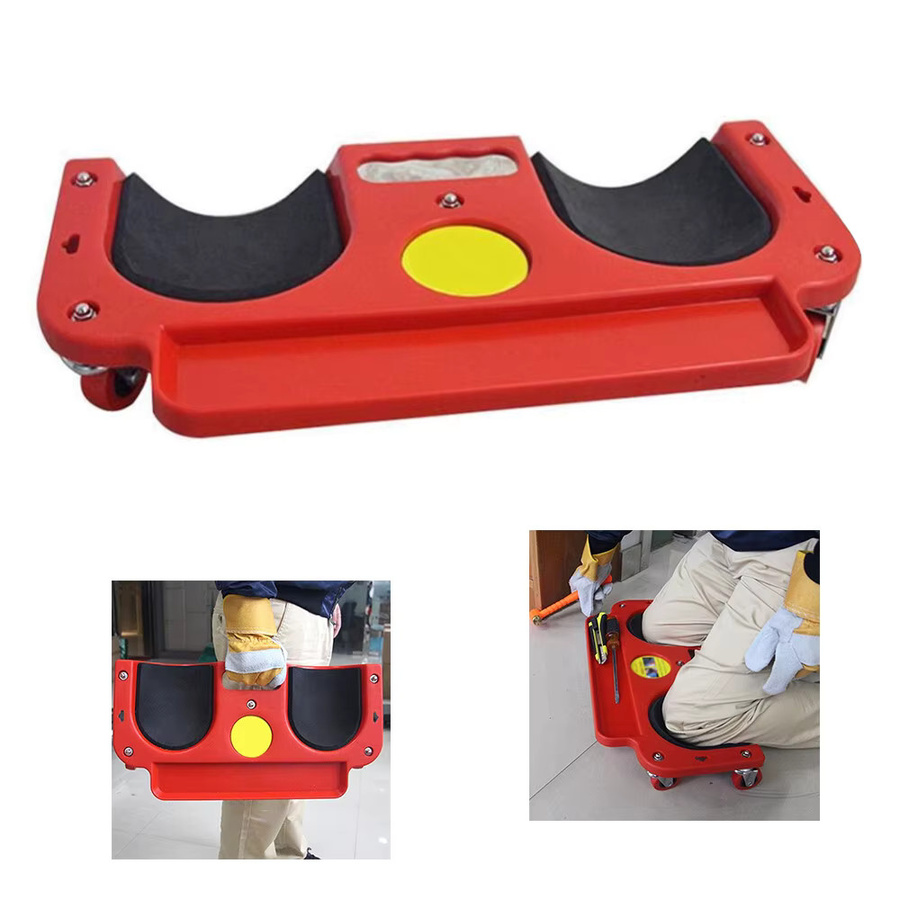 Bymaocar Rollbares Kniepolster in Rot mit Werkzeugablage und 5 Universalrädern, Tragfähigkeit 100 kg - Bild 2