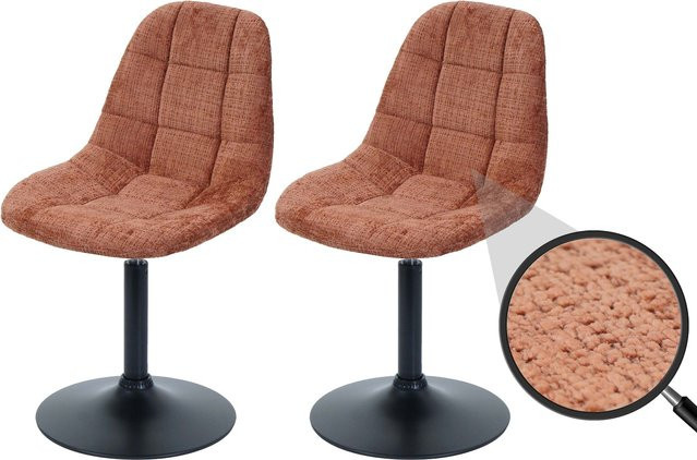 2er-Set MCW Esszimmerstuhl A60 Drehstuhl mit Chenille-Stoff in Orange - Bild 1