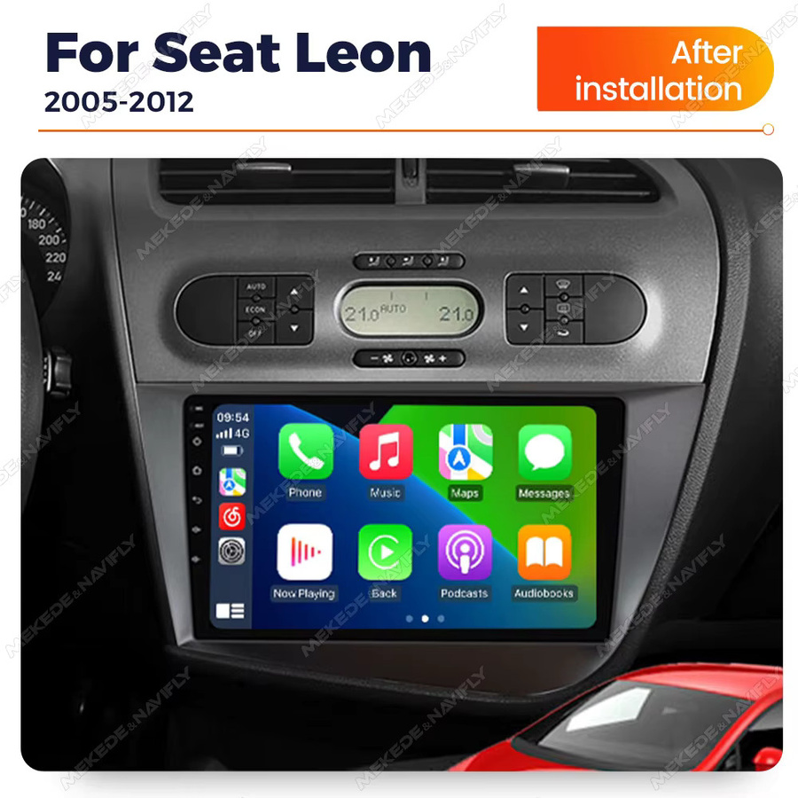 NaviFly Android 14 Autoradio mit Wireless Carplay für Seat Leon 2 MK2 2005-2012, 2GB RAM, 32GB Speicher, Schwarz, mit WIFI und GPS - Bild 2
