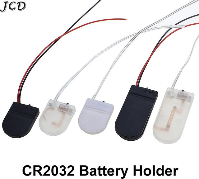 JCD 10 Stück CR2032 Knopfzellen-Batteriehalter mit EIN/AUS-Schalter und Kabeln für 3V und 6V, Einzel- und Doppelschlitz-Batteriebox, transparent - Bild 1