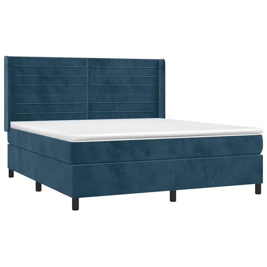 vidaXL Boxspringbett mit Matratze aus Samt in Dunkelblau, Hybridbett mit Taschenfederkern, B/T: 160 x 200 cm - Bild 2