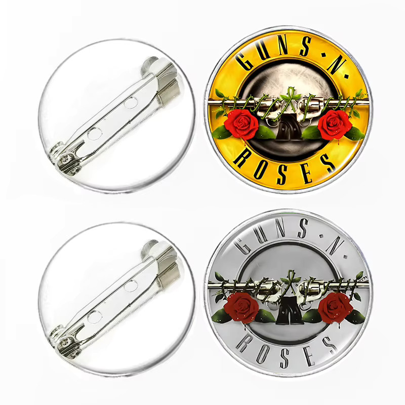 FIMAODZ Brosche, Guns N Roses, Glas-Cabochon, Unisex - Bild 2