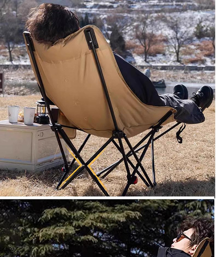 Take One Tragbarer Outdoor- und Bürostuhl mit Liegefunktion in Khaki aus Oxford-Gewebe mit 4-stufigem Beinstützelement und Polsterung - Bild 2