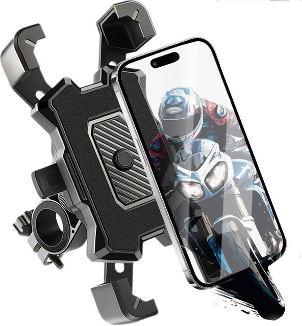 Universal Fahrrad Handyhalterung mit 360 Grad Rotation für 4 bis 7 Zoll Smartphones, Stoßfester GPS-Clip in Schwarz - Bild 1