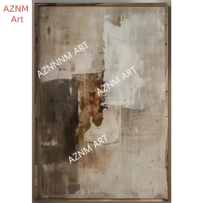 AZNM Abstraktes Leinwanddruck-Poster in Beige, Moderner Minimalistischer Kunstdruck für deine Wanddekoration - Bild 2