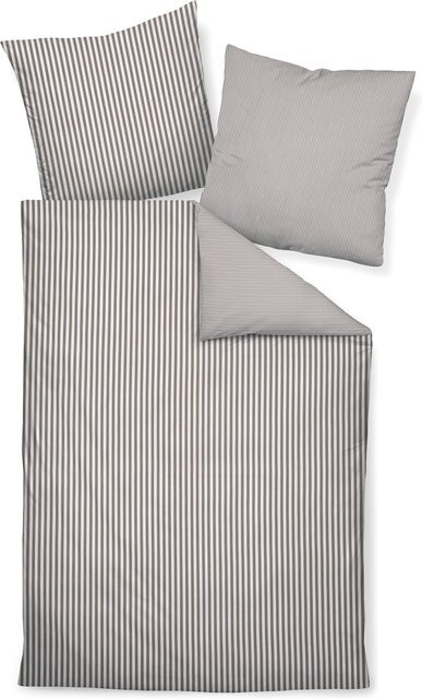 Janine Bettwäsche aus Flanell Baumwolle in Vulkan Grau mit 1 Kissen, B/H: 155 x 200 cm, Kissen B x H: 80 x 80 cm - Bild 1