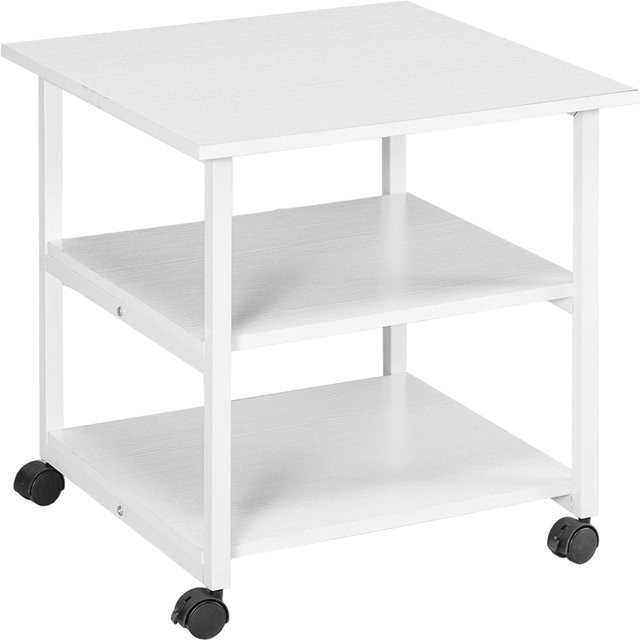 HOMCOM Druckertisch mit Rollen in Weiß, 3-Ebenen-Druckerständer aus Metall und MDF für dein Büro, B/T/H: 50 x 50 x 52,5 cm - Bild 1