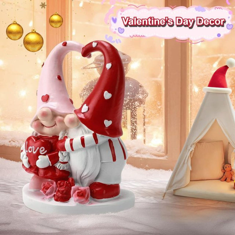 DUTRIEUX Valentinstag Gnom-Statue als süßes Paar aus Kunstharz, mehrfarbige Tischdekoration für Verliebte - Bild 1