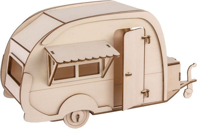 Rayher Holzbausatz Wohnwagen Retro Sperrholz Beige - Bild 1