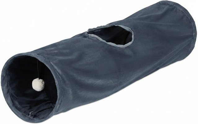 Relaxdays Katzentunnel aus Plüsch in Grau, faltbar, Länge: 88 cm, Breite: 25 cm - Bild 1