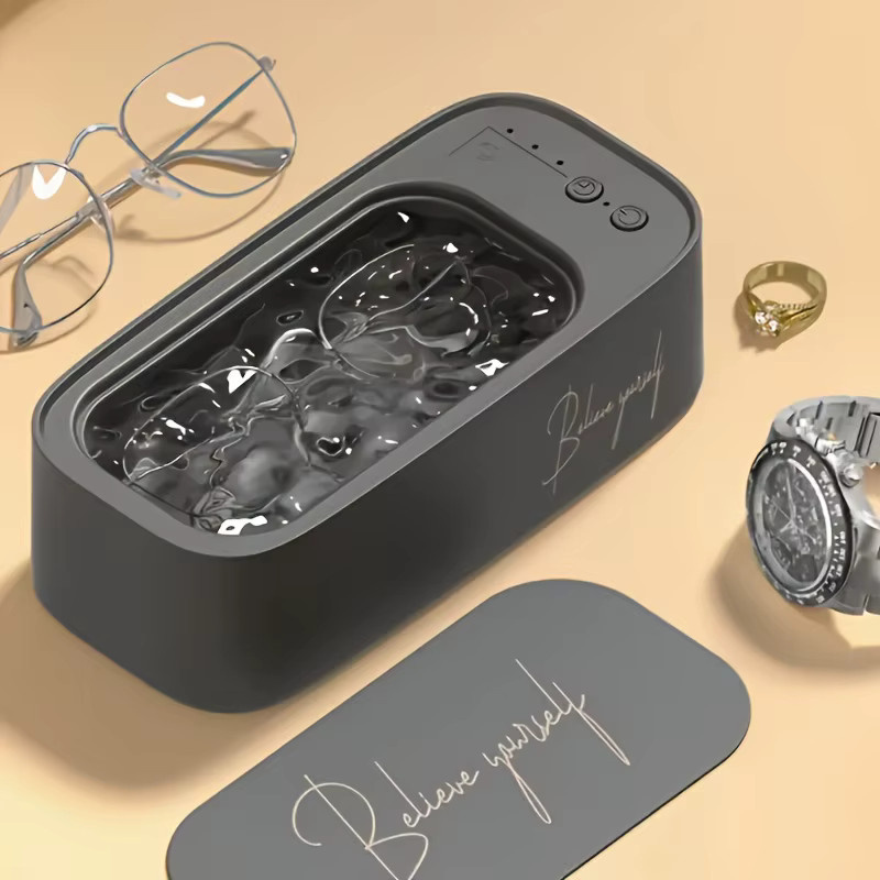 Tragbarer Ultraschall-Brillenreiniger von APDMCMS in Schwarz zur Reinigung von Brillen, Schmuck, Uhren und Kontaktlinsen mit USB-Aufladung - Bild 3