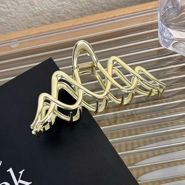 Haarklammer Metallisch, Wellen-Design, Goldgelb, Damen - Bild 1