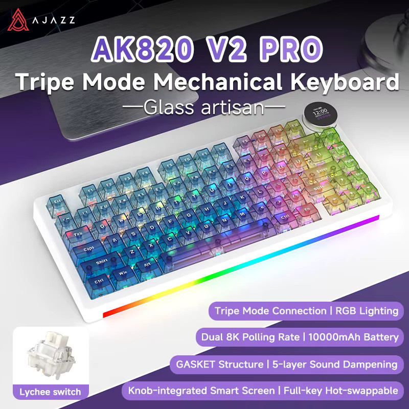 Ajazz AK820 V2 PRO Mechanische Tastatur mit Bildschirm, Dreifach-Modus, Dual 8K und RGB in Multicolour - Bild 5