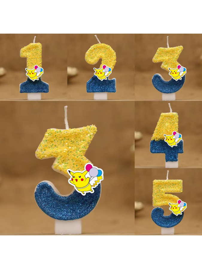 Pikachu Geburtstagskuchen Kerzen Set von Potdemiel in Gelb als Anime Figuren Kuchen Topper für Kinder und Baby Shower Dekoration - Bild 2