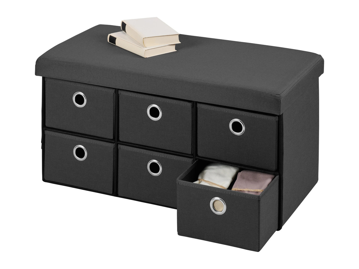 LIVARNO Sitzbank faltbar mit 6 Fächern in Anthrazit, B/T/H: 76 x 38 x 38 cm - Bild 2