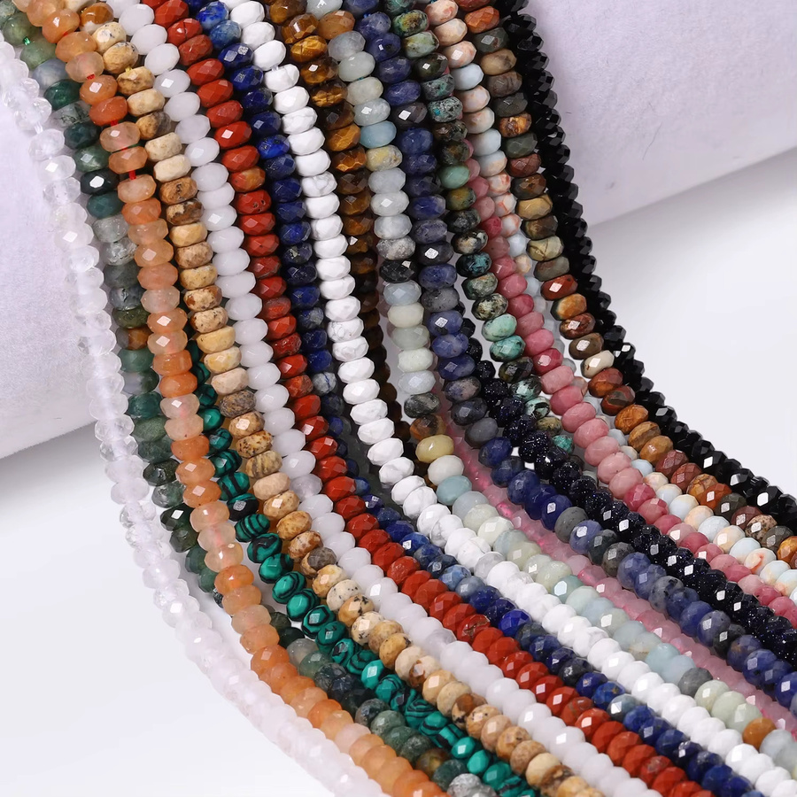 xilitata Perlen Amethyst Malachit Amazonit, 4x2mm, 15'' - Bild 4
