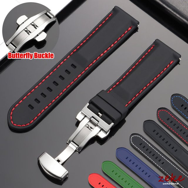 crazyband Uhrenarmband Silikon, Schmetterlingsverschluss, Herren - Bild 1