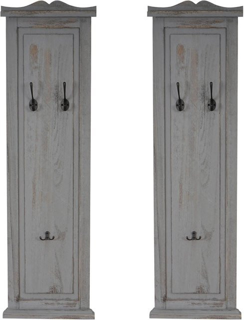 MCW 2er-Set Wandgarderobe aus Paulowniaholz in Grau Shabby, B/H/T: 109 x 33 x 28 cm - Bild 2