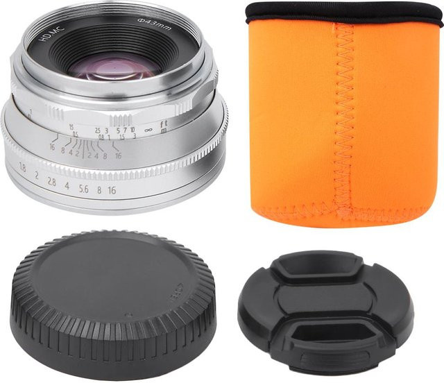 3CZY 25mm F1.8 Objektiv mit Mehrschichtvergütung für Sony E-Mount spiegellose Kameras in Schwarz oder Silber - Bild 1