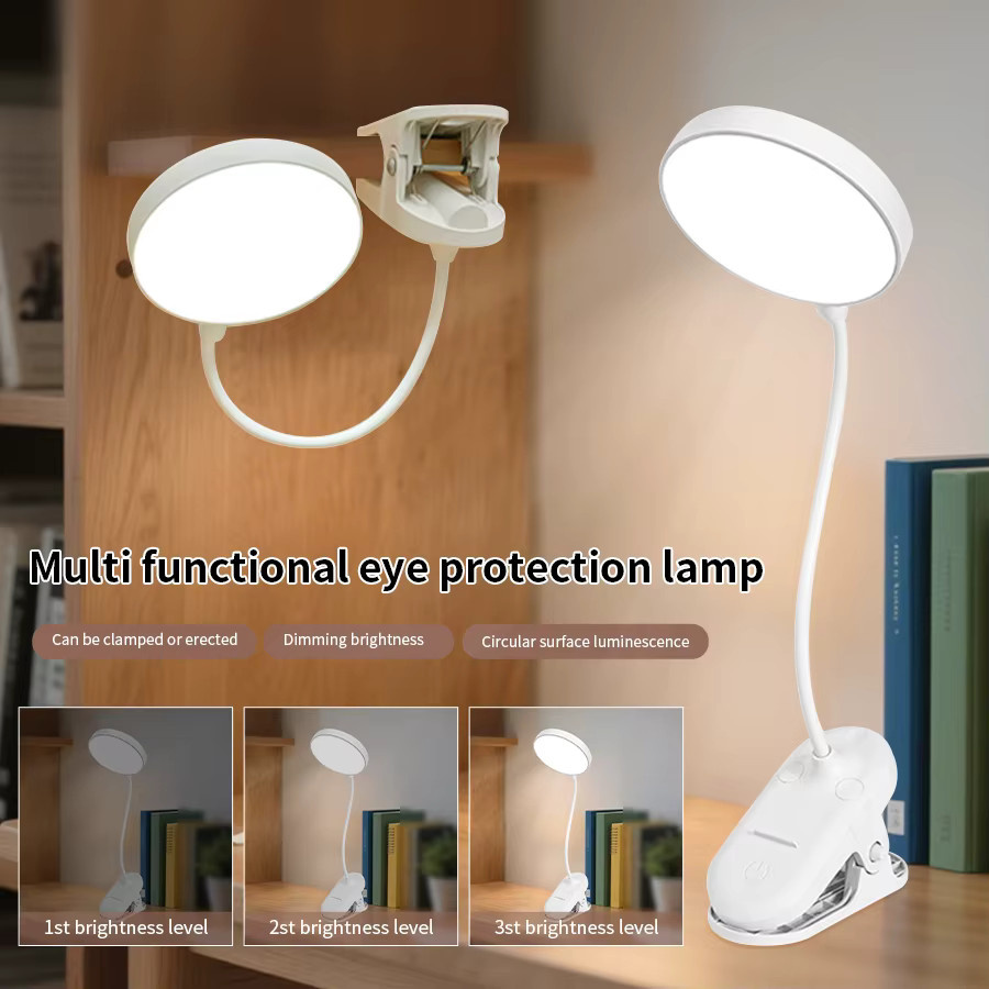 GGBEE Clip-On LED-Schreibtischlampe in Weiß mit Touch-Dimmer für Büro und Studium - Bild 3