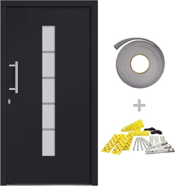 vidaXL Haustür aus Aluminium und PVC in Anthrazit, modern, B: 100 cm, H: 210 cm - Bild 1
