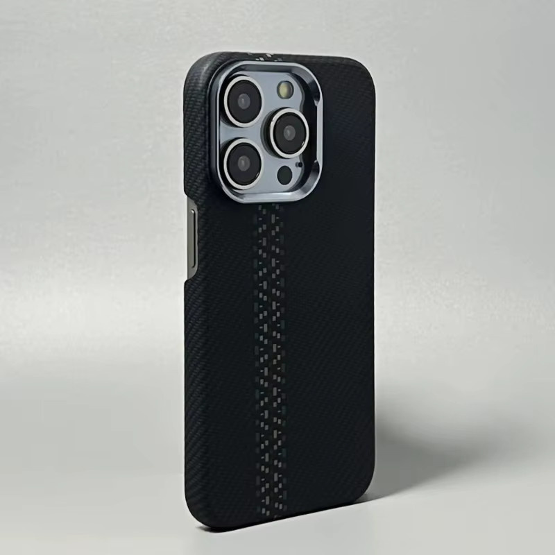 Ultradünne Hartfaser Handyhülle für Apple iPhone 13, 14, 15, 16, 17 Pro Max in Schwarz mit Anti-Drop-Schutz - Bild 1