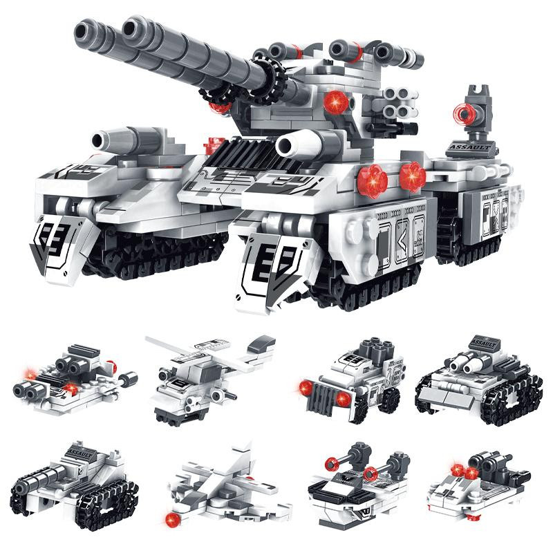 Bai Fen Bai dolls and toys WW2 Militärfahrzeug Panzer Flugzeug LKW Bausteine 8-teiliges Set - Bild 7