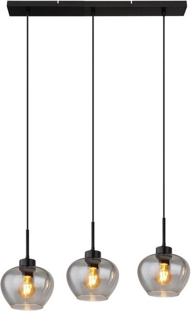 Globo Lighting Pendelleuchte modern in Schwarz und Transparent aus Metall und Glas mit 3 E27 Fassungen, Breite: 72 cm, Höhe: 120 cm, Tiefe: 18,5 cm - Bild 1