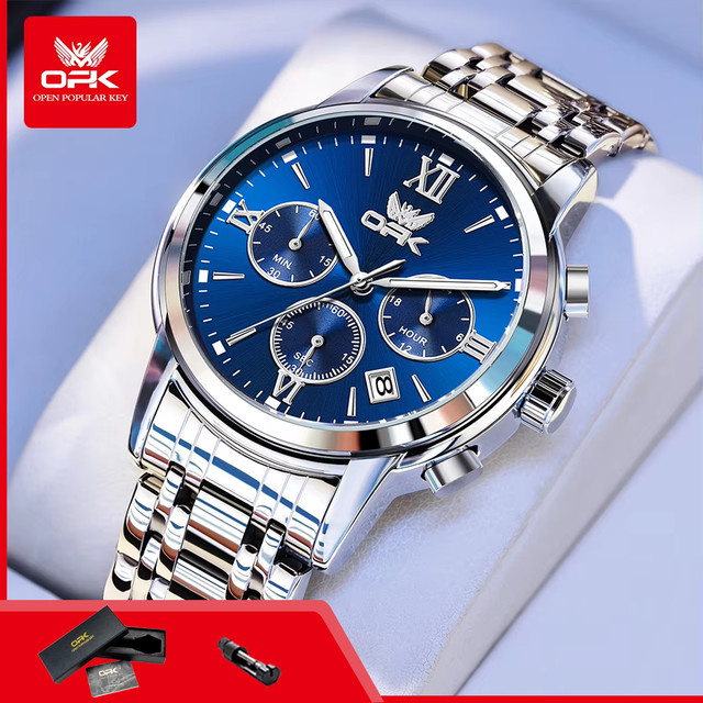 OPK Chronograph, Quarz, Edelstahl, Blau, Herren - Bild 1