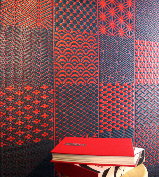 Jannelli & Volpi Wallpaper Hiroma 6302 Tapete mit abstraktem orientalischem Streifenmuster in Rot und Türkis - Bild 2