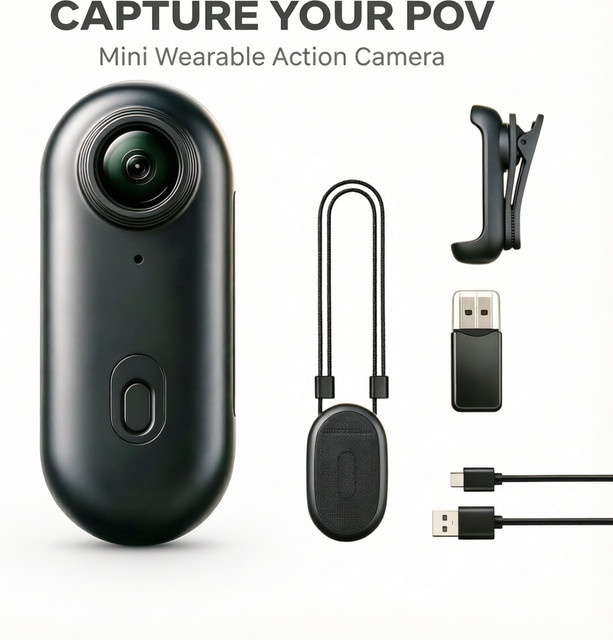 JETO 4K HD Mini Vlog Action Kamera mit WiFi, tragbarer Body Cam in Schwarz für Sport und Reisefotografie - Bild 1