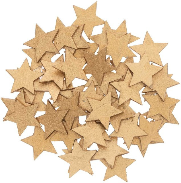 Rico Design Holzstreu Stern in Gold, 48 Stück, B: 2 cm x H: 1,9 cm - Bild 1