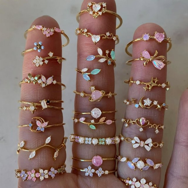 YUYAN Ring, Bunte Zirkonia, Blume, Damen, Vintage - Bild 1