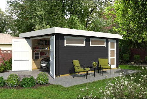 WEKA Garage aus Holz in Grau, B/T: 422,7 x 600 cm - Bild 1