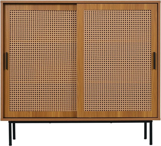 okwish Sideboard mit 2 Schiebetüren für dein Wohnzimmer in Braun, B/T/H: 100 x 37 x 90 cm - Bild 1