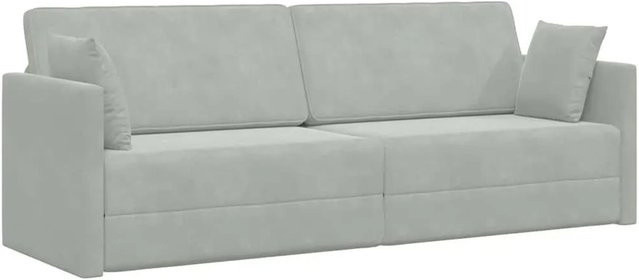 vidaXL Boden-Sofa-Bett in Hellgrau aus Samt mit modernem Design - Bild 1